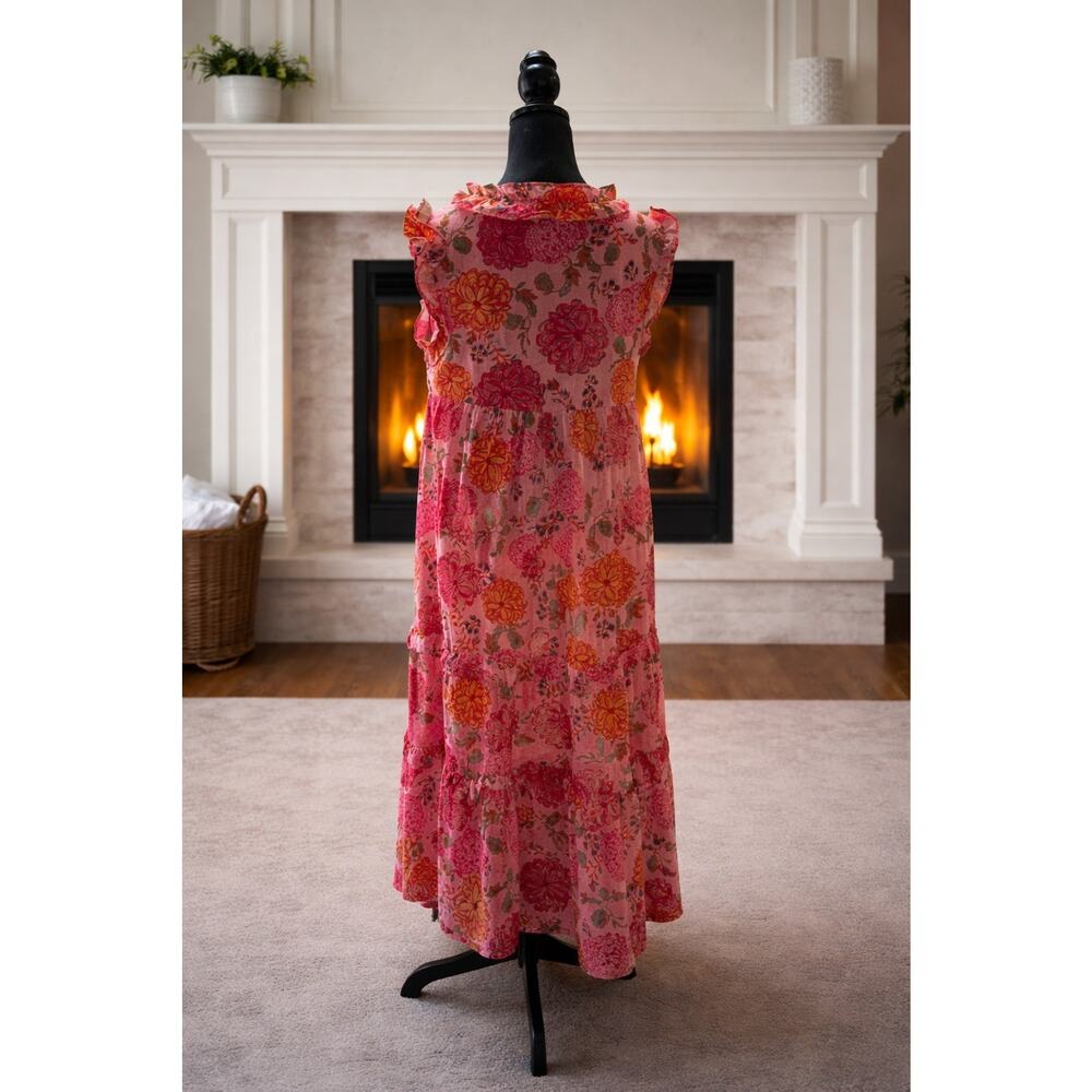 Umgee Dress Womens Small Kate Floral Print Midi Dress Ruffled Hem Tiered - Picture 2 of 8